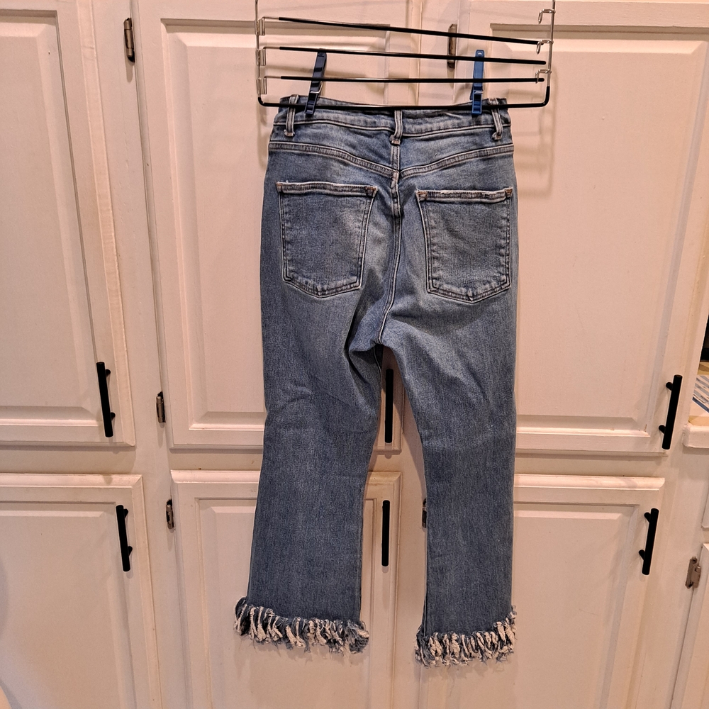 Warp + Weft Blue Patchwork Flare Jeans - image 7